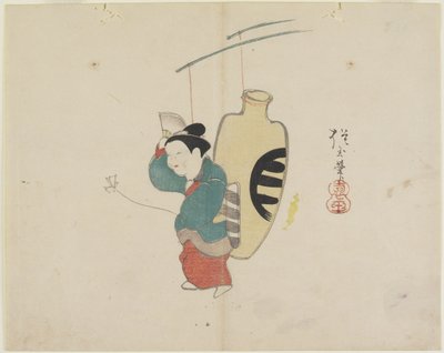 (Mobiel van Vrouwfiguur en Sakefles), c. 1830 door Hogyoku